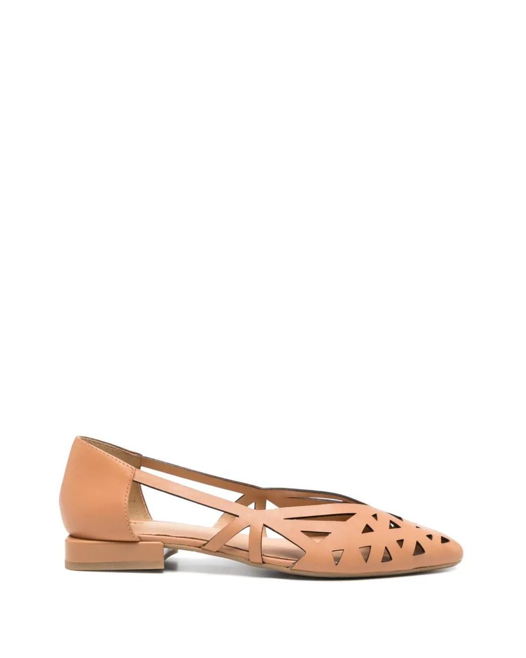 Gioseppo Brown Bumala Cut-Out Leather Ballet Flats