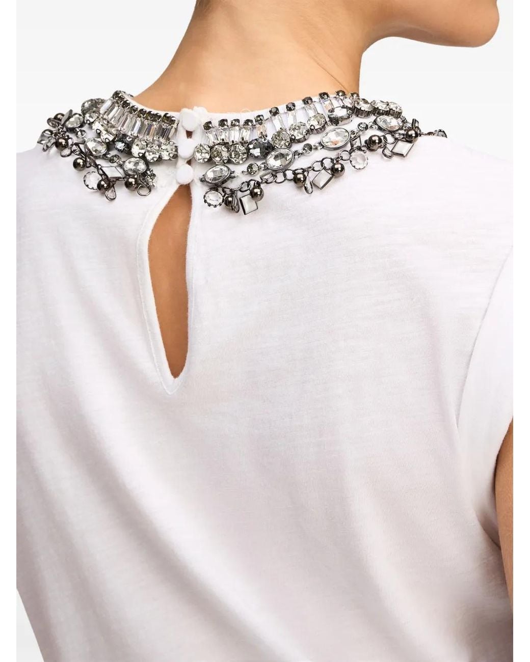 Cinq À Sept White Bella Crystal-Embellished T-Shirt
