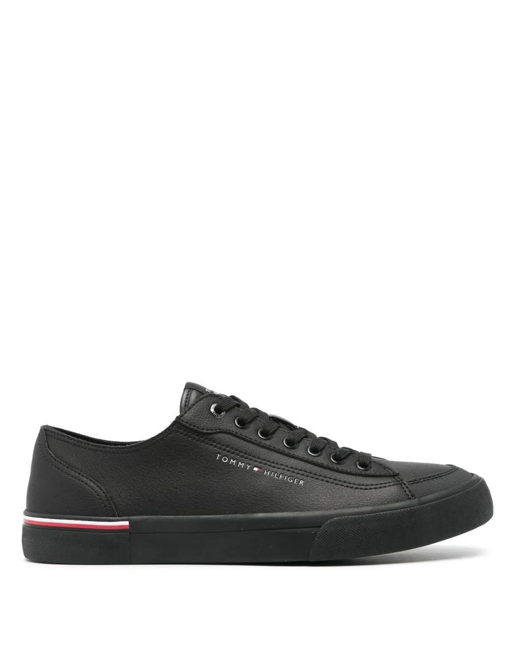 Tommy Hilfiger Black Logo-Print Sneakers for men