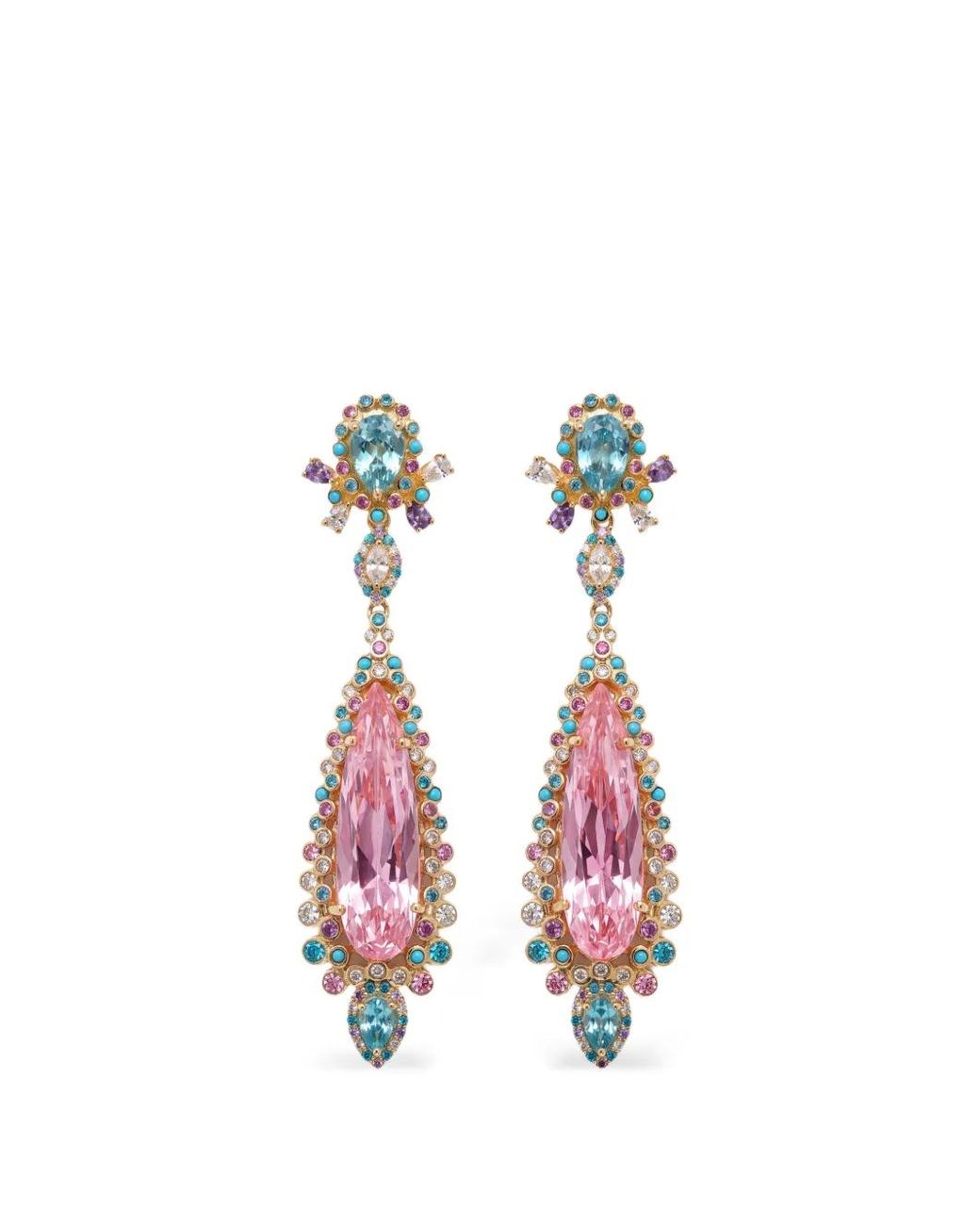Anabela Chan White Blush Tigerlily Multi-Stones Earrings