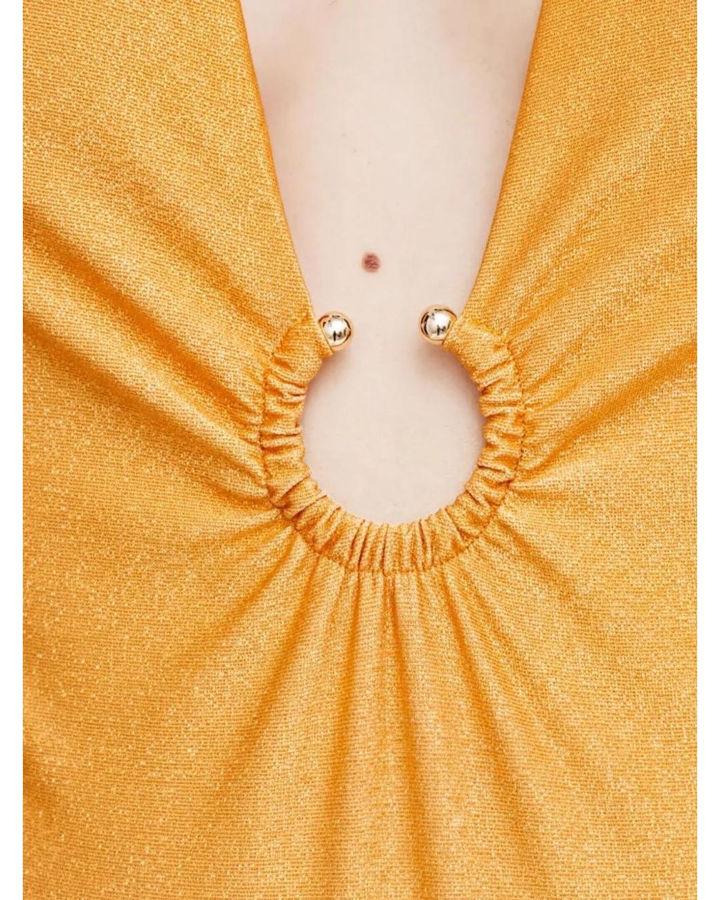 Guess Orange Cut-Out Halterneck Swimsuit