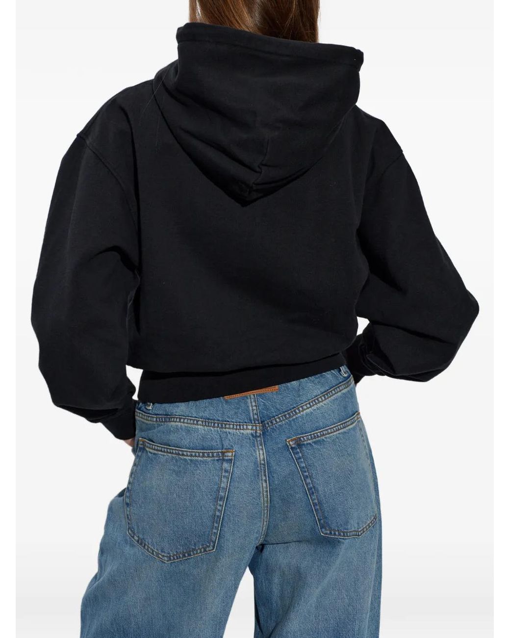 Alexander Wang Black Crystal Hotfix Drawcord Zip-Up Hoodie