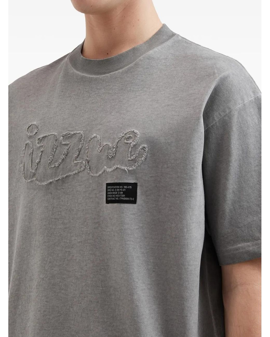 Izzue Gray Logo-Detail T-Shirt for men
