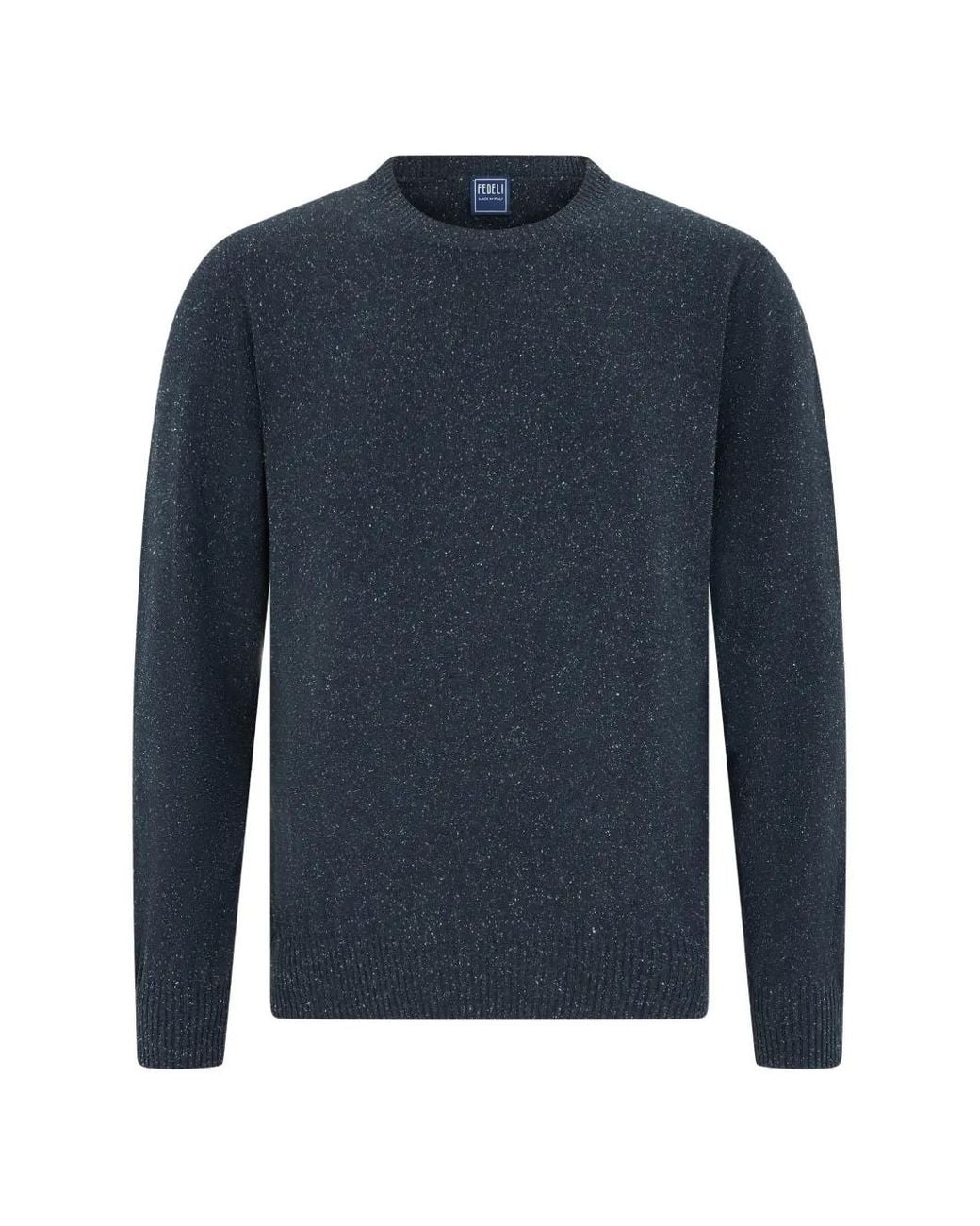 Fedeli Blue Crew-Neck Sweater for men