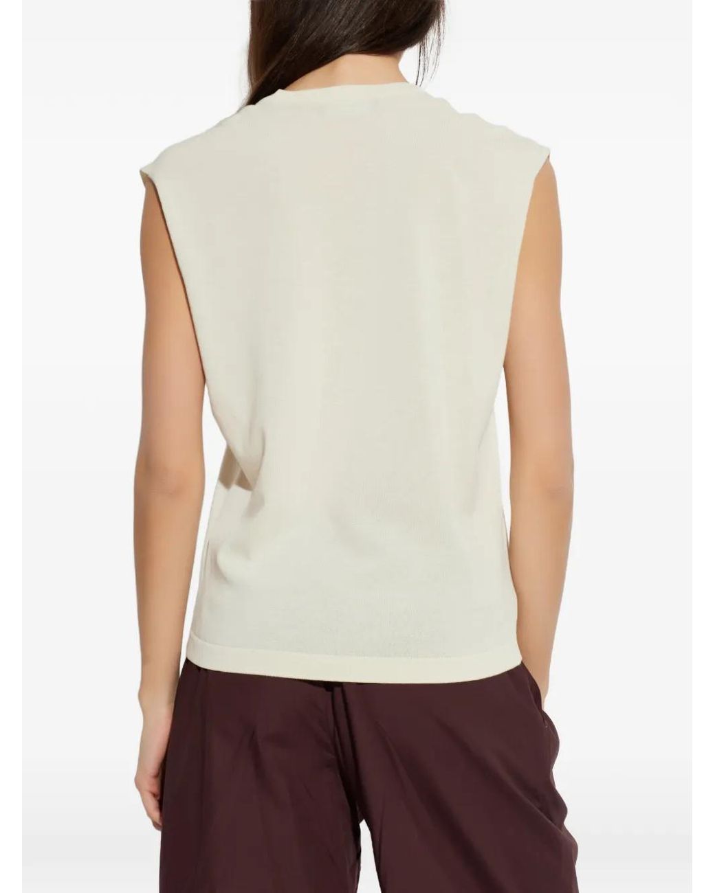 Fabiana Filippi White V-Neck Sleeveless Vest