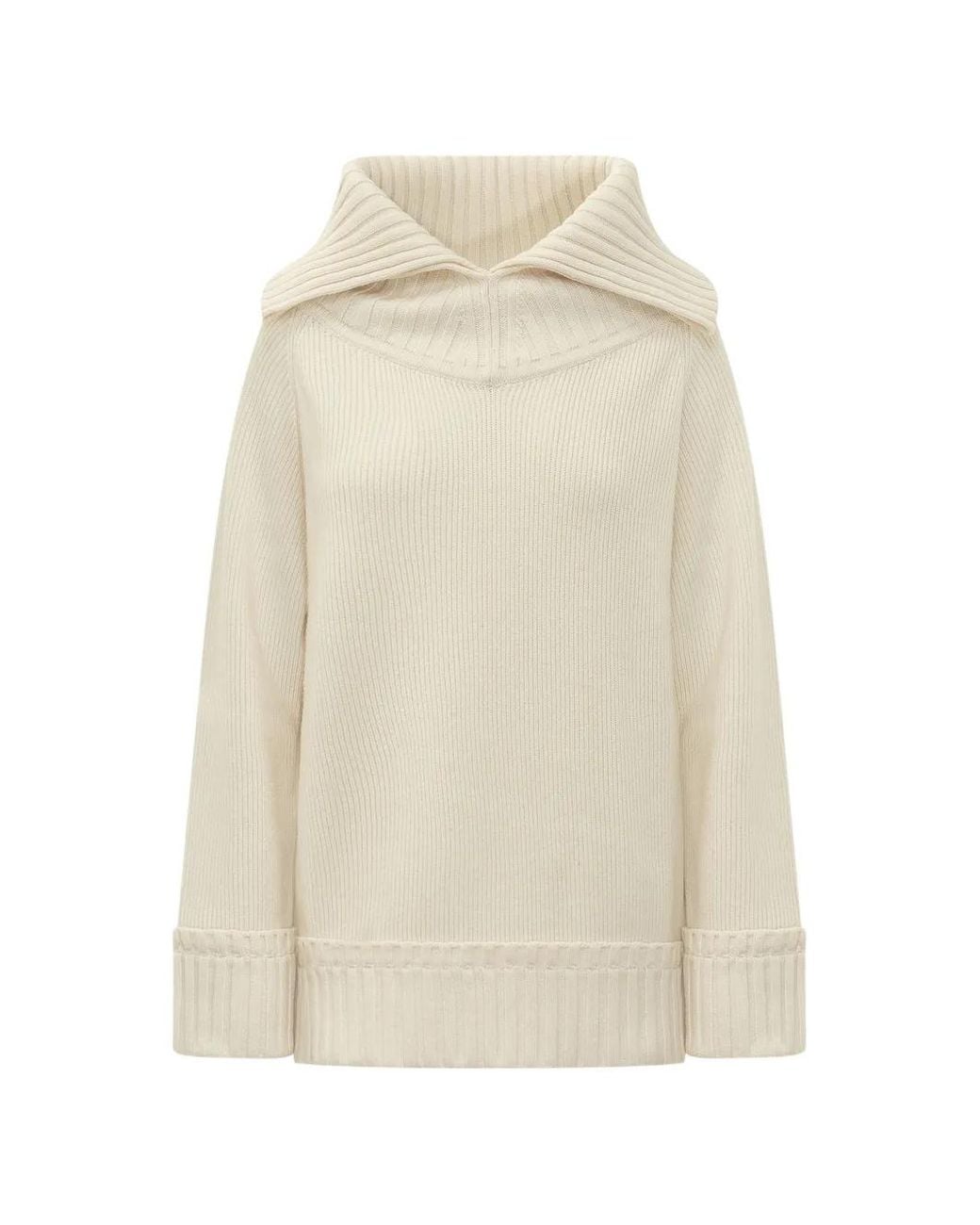Victoria Beckham White Wide-Collar Sweater