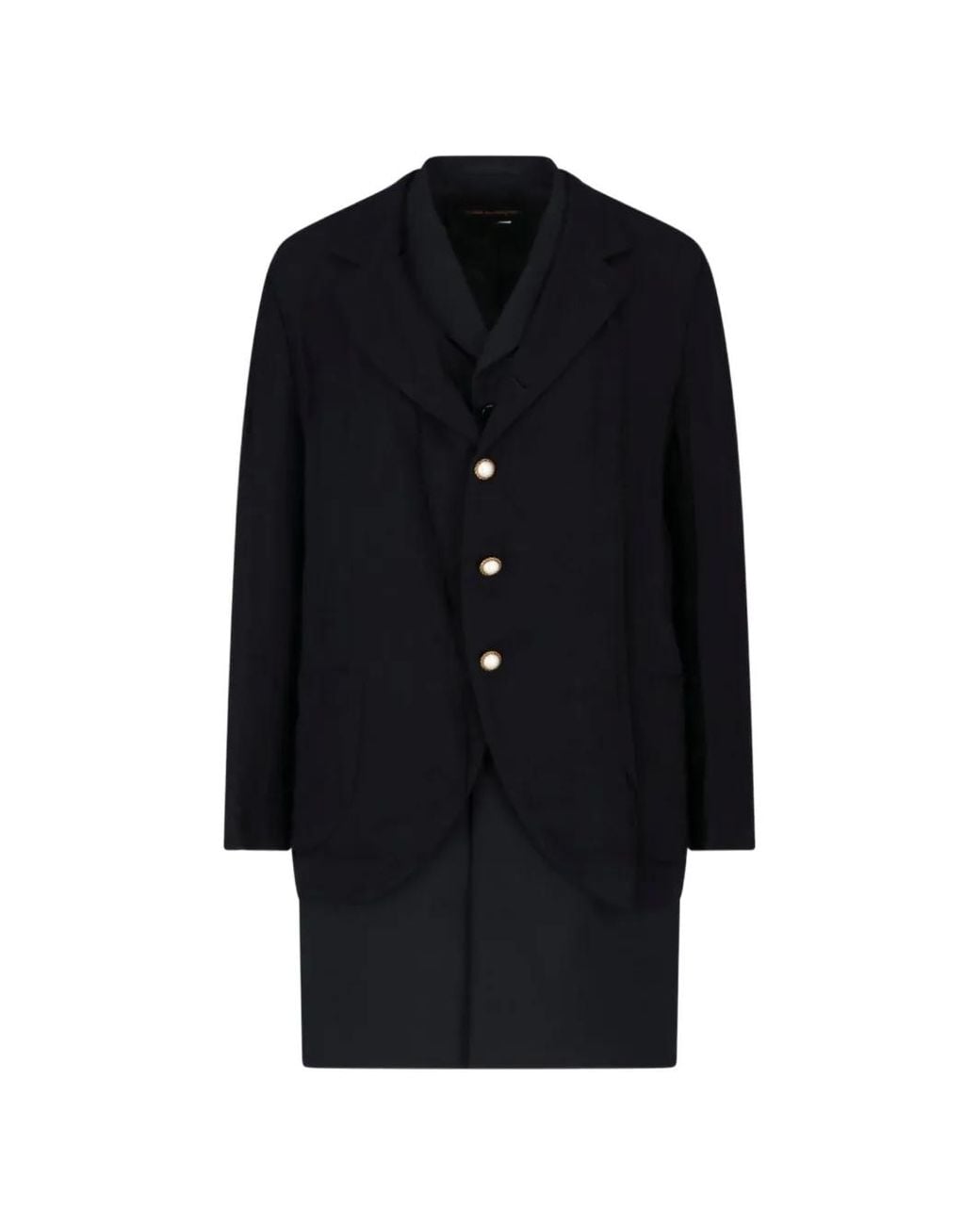 Comme des Garçons Black Layered Pearl-Button Coat