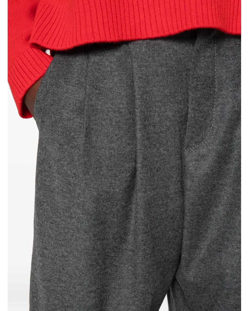 Susanne Bommer Gray Pleated Cropped Trousers