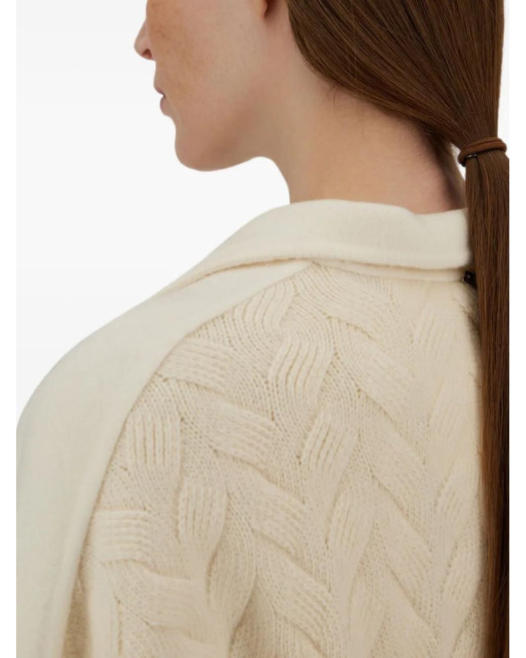 Herno White Resort Belted Turtleneck Cardigan