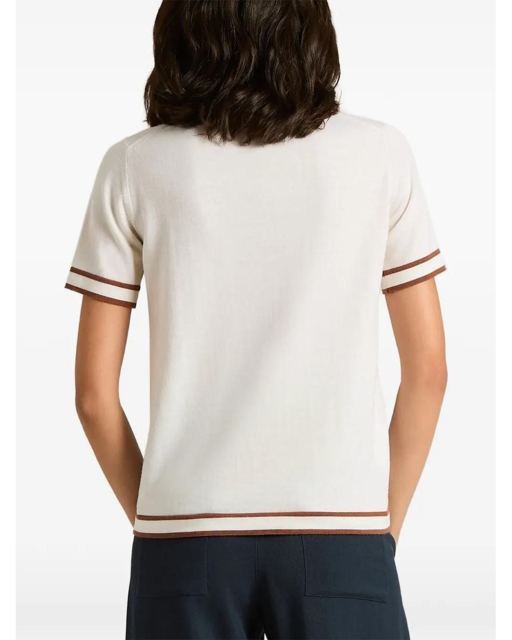 Kiton White Contrast-Trim Worsted-Wool Polo Shirt