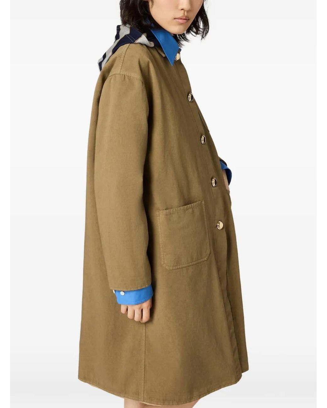 Miu Miu Natural Old Gabardine Single-Breasted Coat