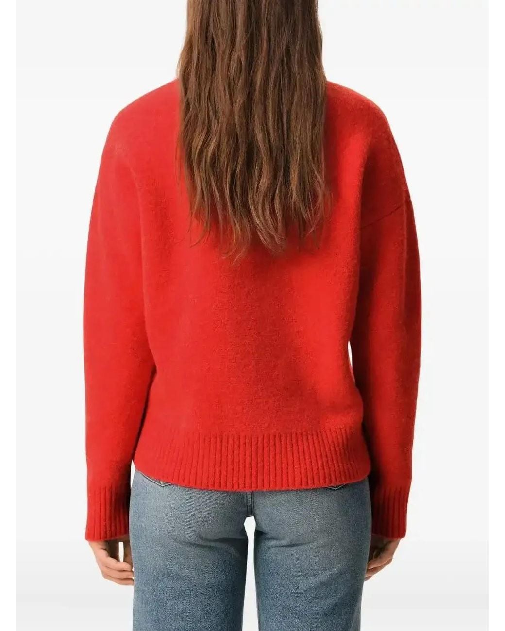AMI Red Holiday Capsule Intarsia Polo Sweater