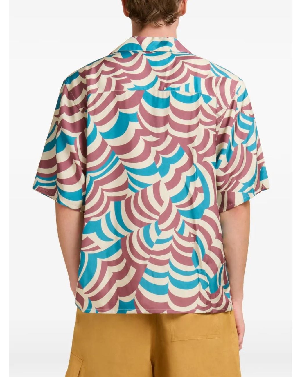 Marni White Contrast-Print Bowling Shirt for men