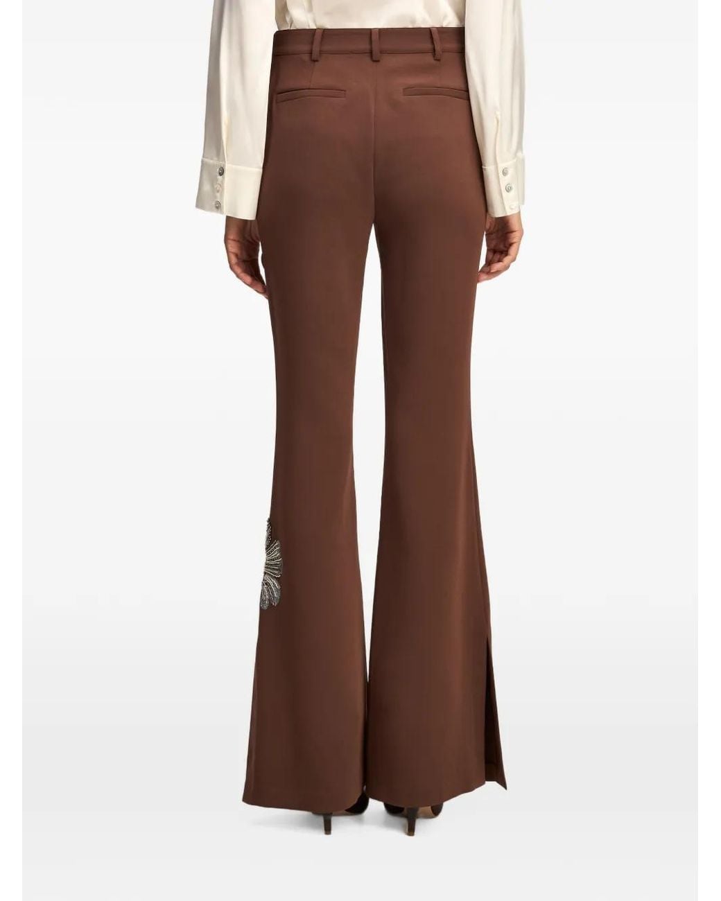 Cinq À Sept Brown Gilded Peony Jaxyn Flared Trousers