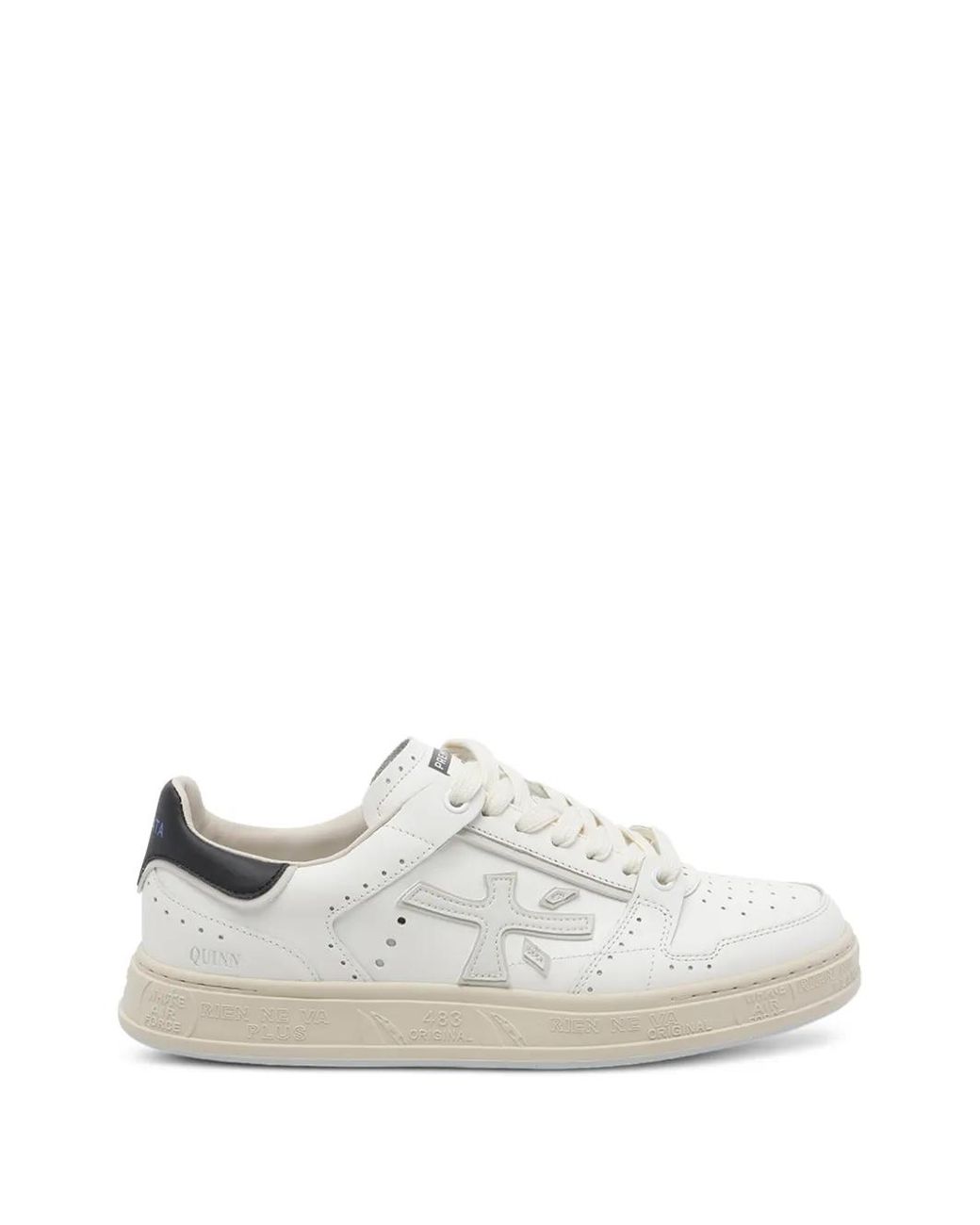 Premiata White Quinn Perforated Logo-Detail Sneakers for men