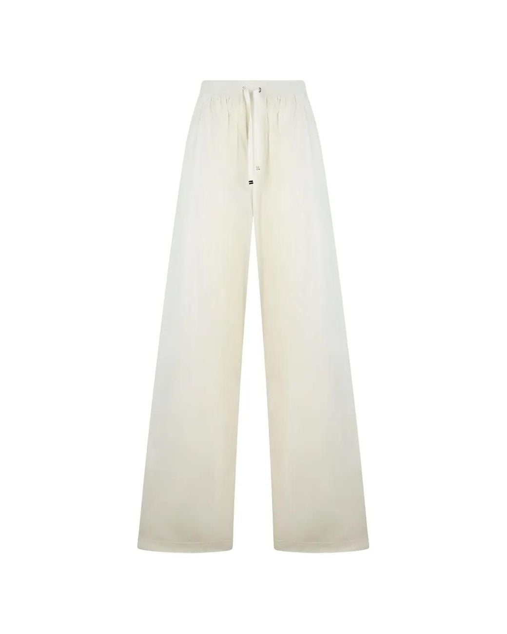 Herno White Drawstring Wide-Leg Trousers