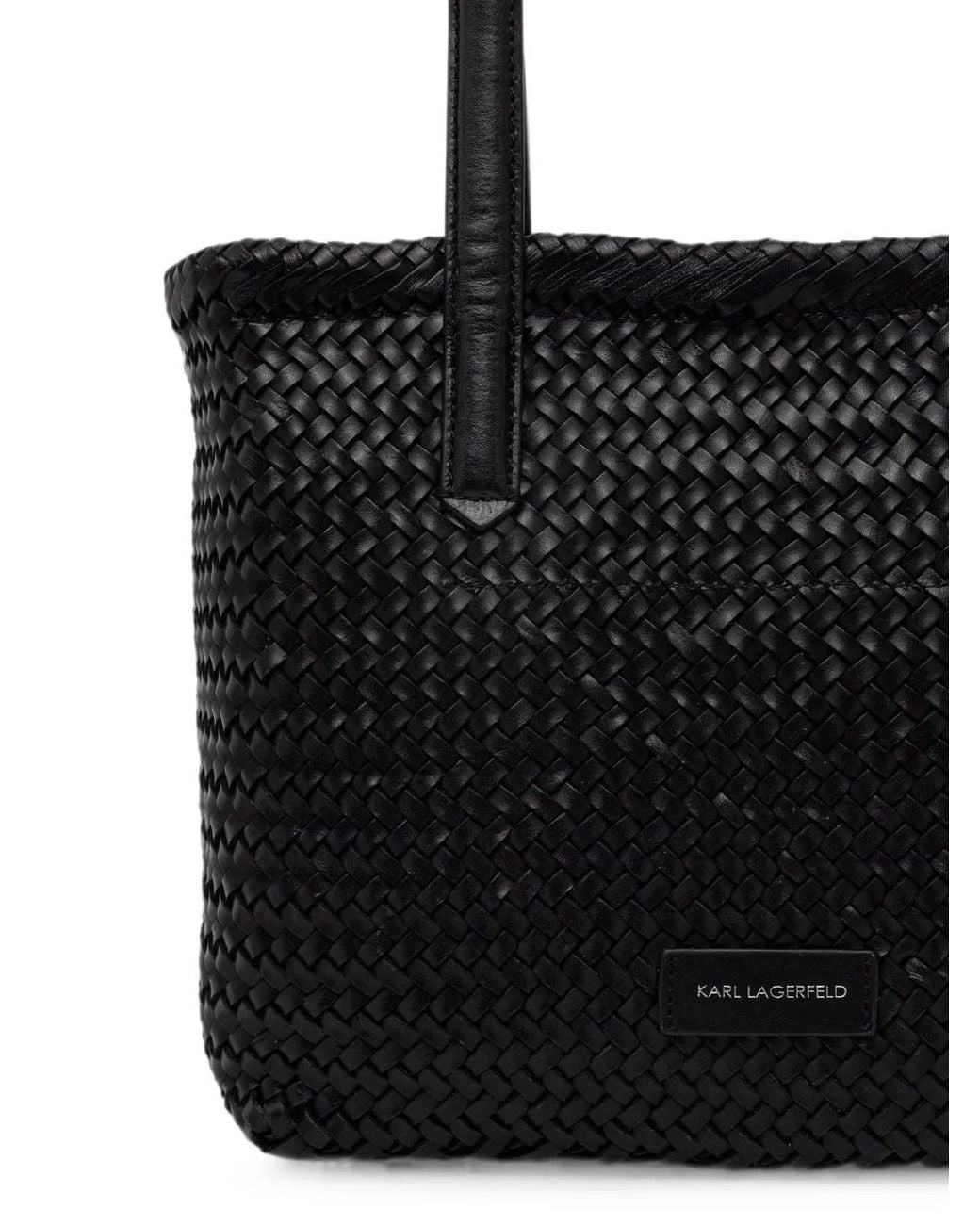 Karl Lagerfeld Black K/Signature Braided Tote Bag