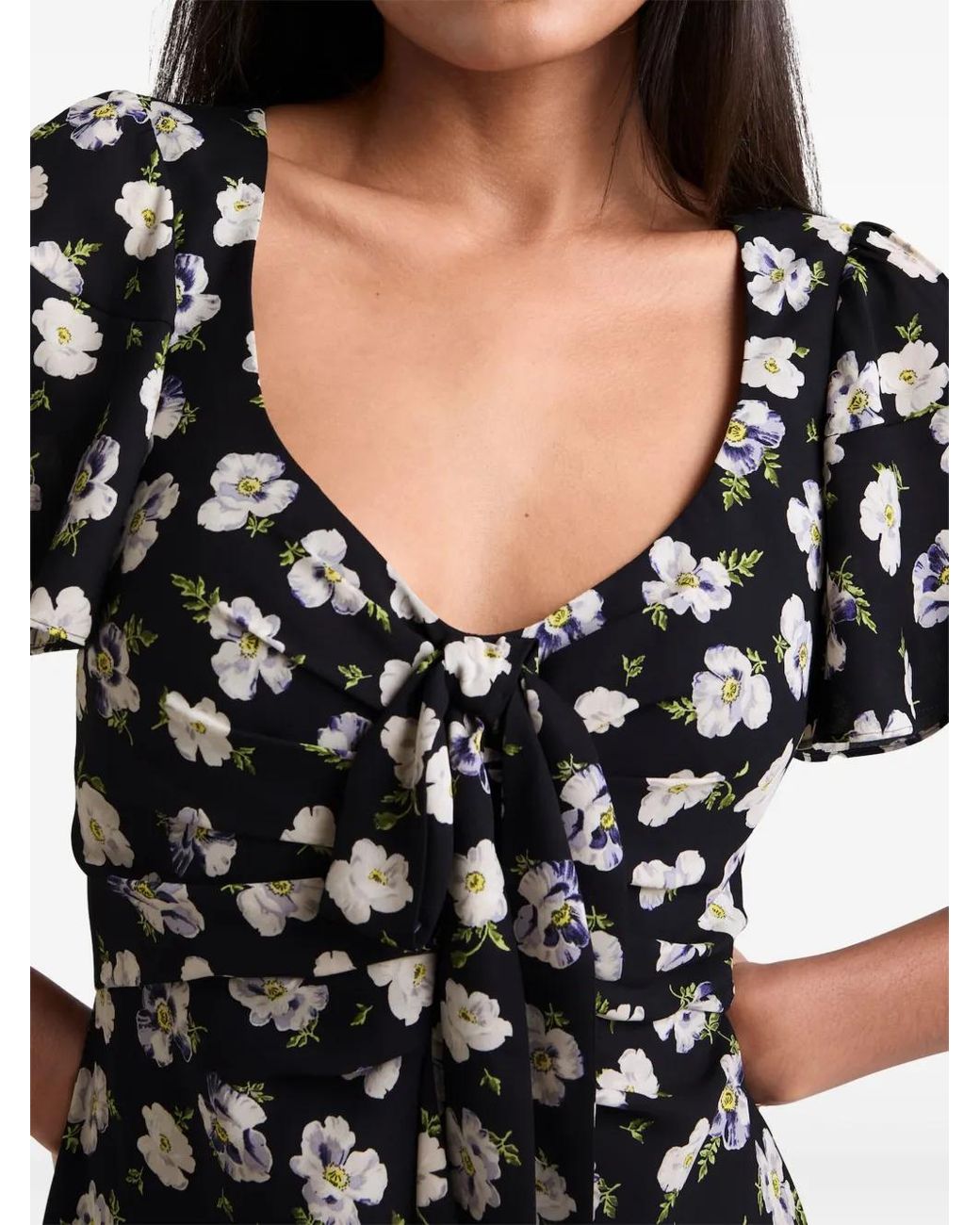 Cinq À Sept Multicolor Isha Floral Short-Sleeve Dress