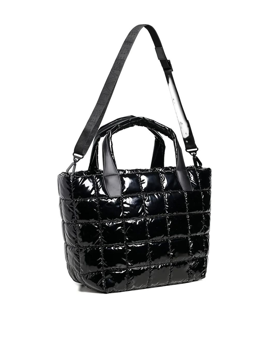 VEE COLLECTIVE Black Artificial-Leather Quilted Tote Bag