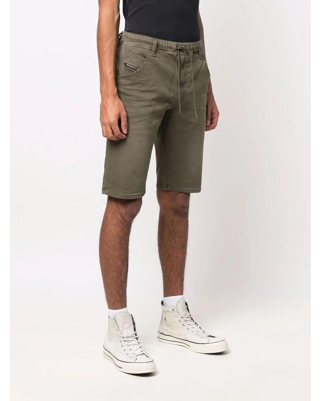 DIESEL Green Drawstring-Waist Denim Shorts for men