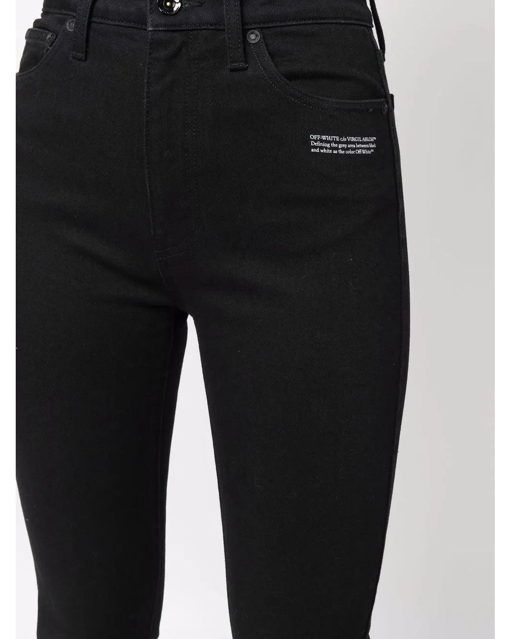 Off-White c/o Virgil Abloh Black Slogan Logo-Print Skinny Jeans