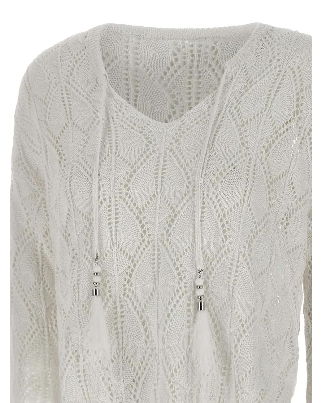 Kangra Gray Crochet-Knit Sweater