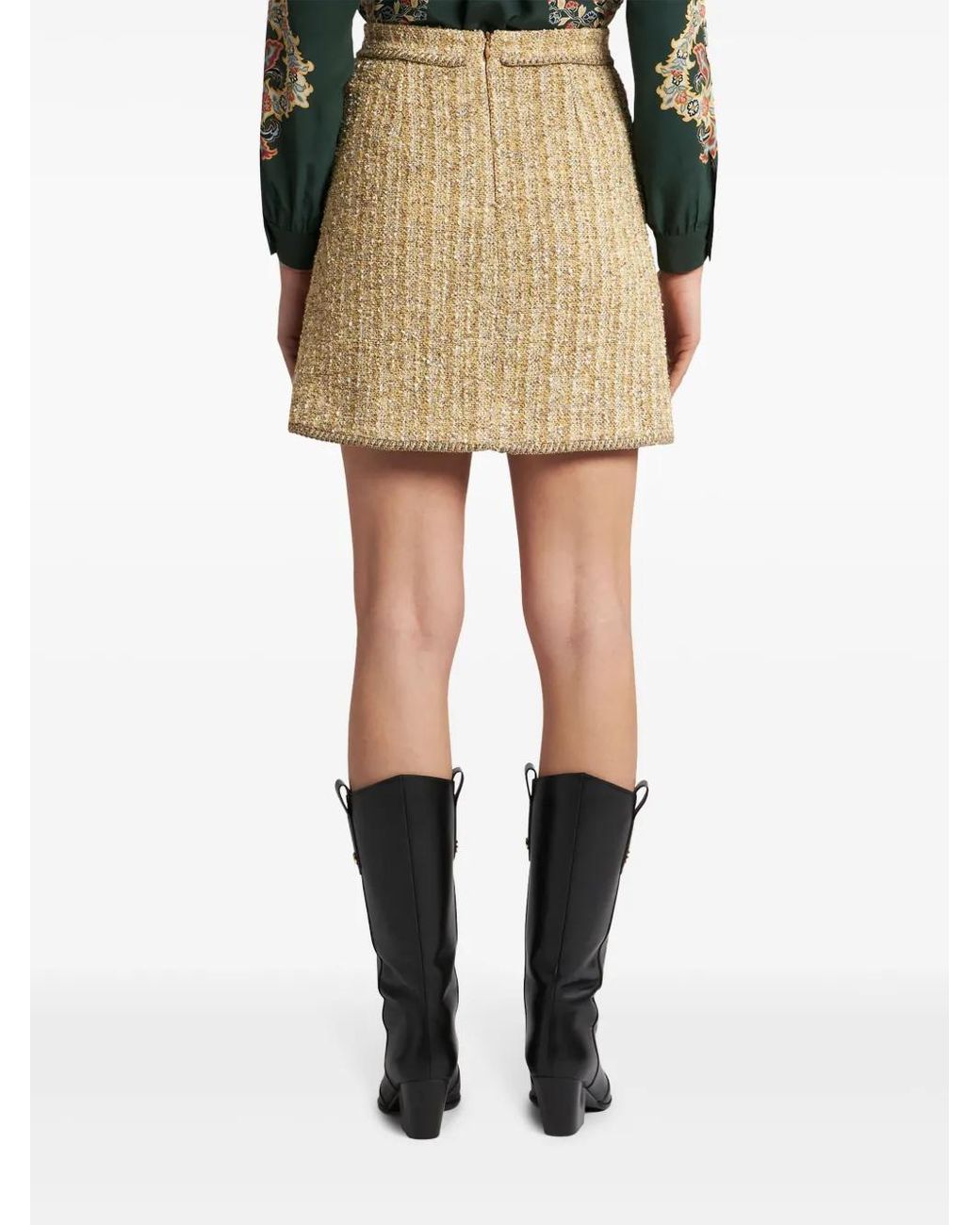 Etro Natural Bouclé High-Waisted Mini Skirt