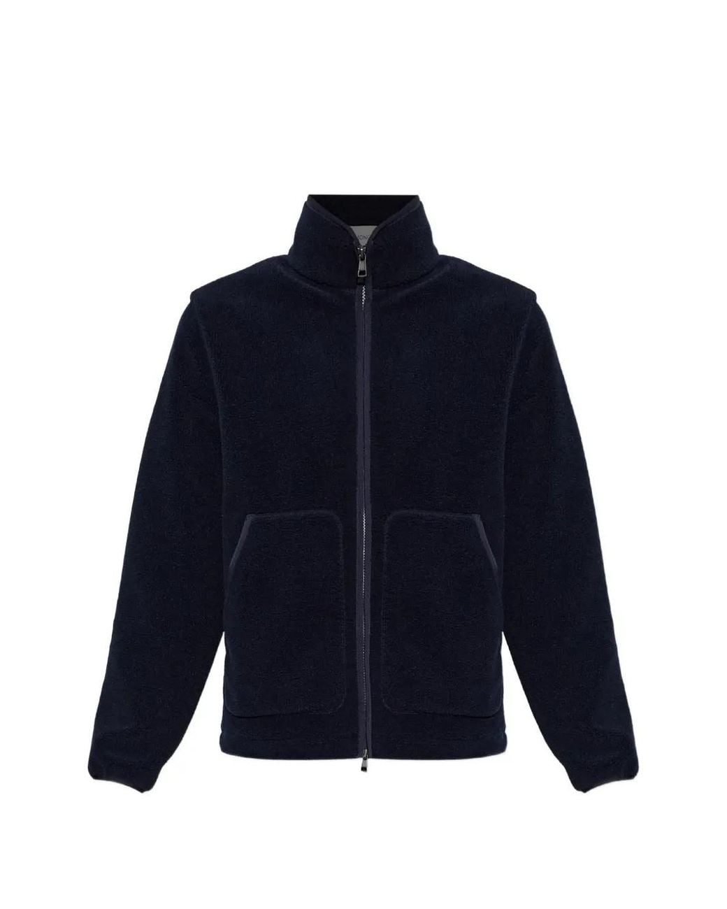 Moncler Blue Logo-Patch Zip-Up Sweater for men