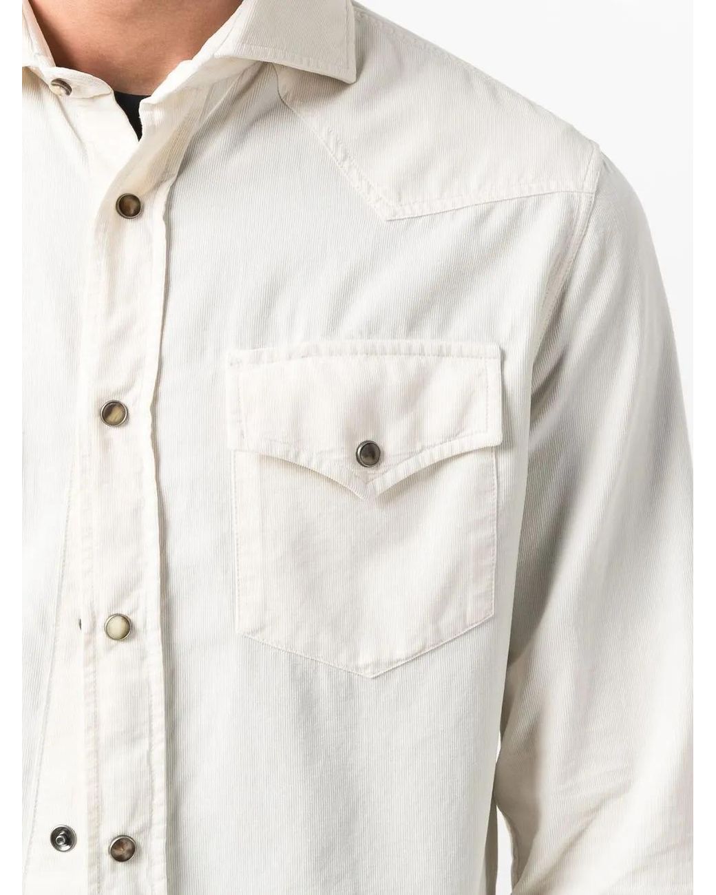 Brunello Cucinelli White Western-style Cotton Shirt for men