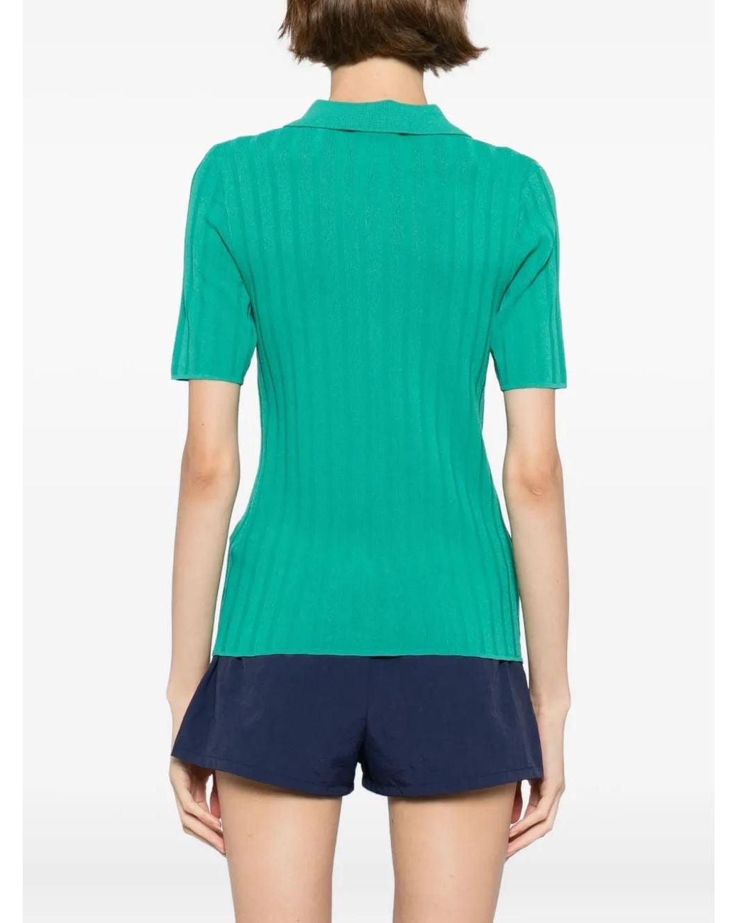 Sporty & Rich Src Geribbelde Polotop in het Green