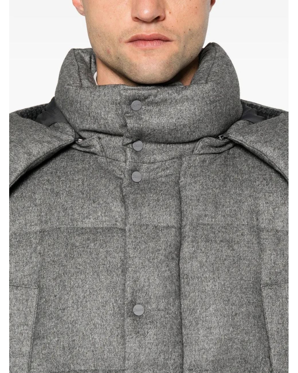 Herno Gray Hooded Padded Coat for men