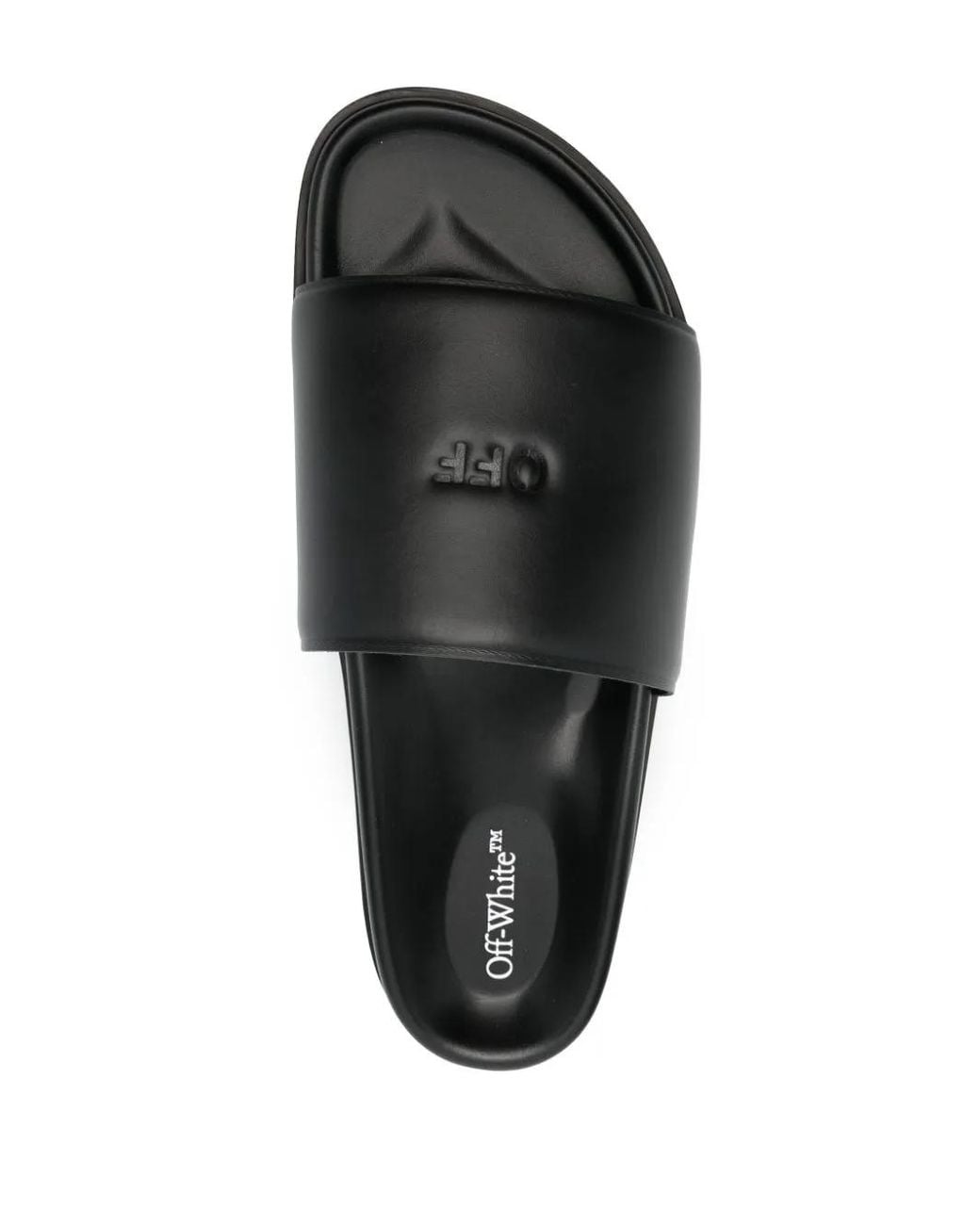 Off-White c/o Virgil Abloh Black Premium Leather Slide Sandal For for men