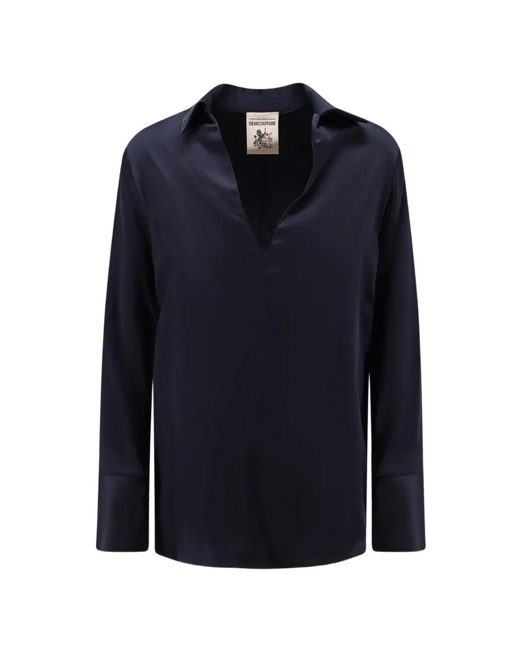 Semicouture Blue Chemise Satinée À Col V