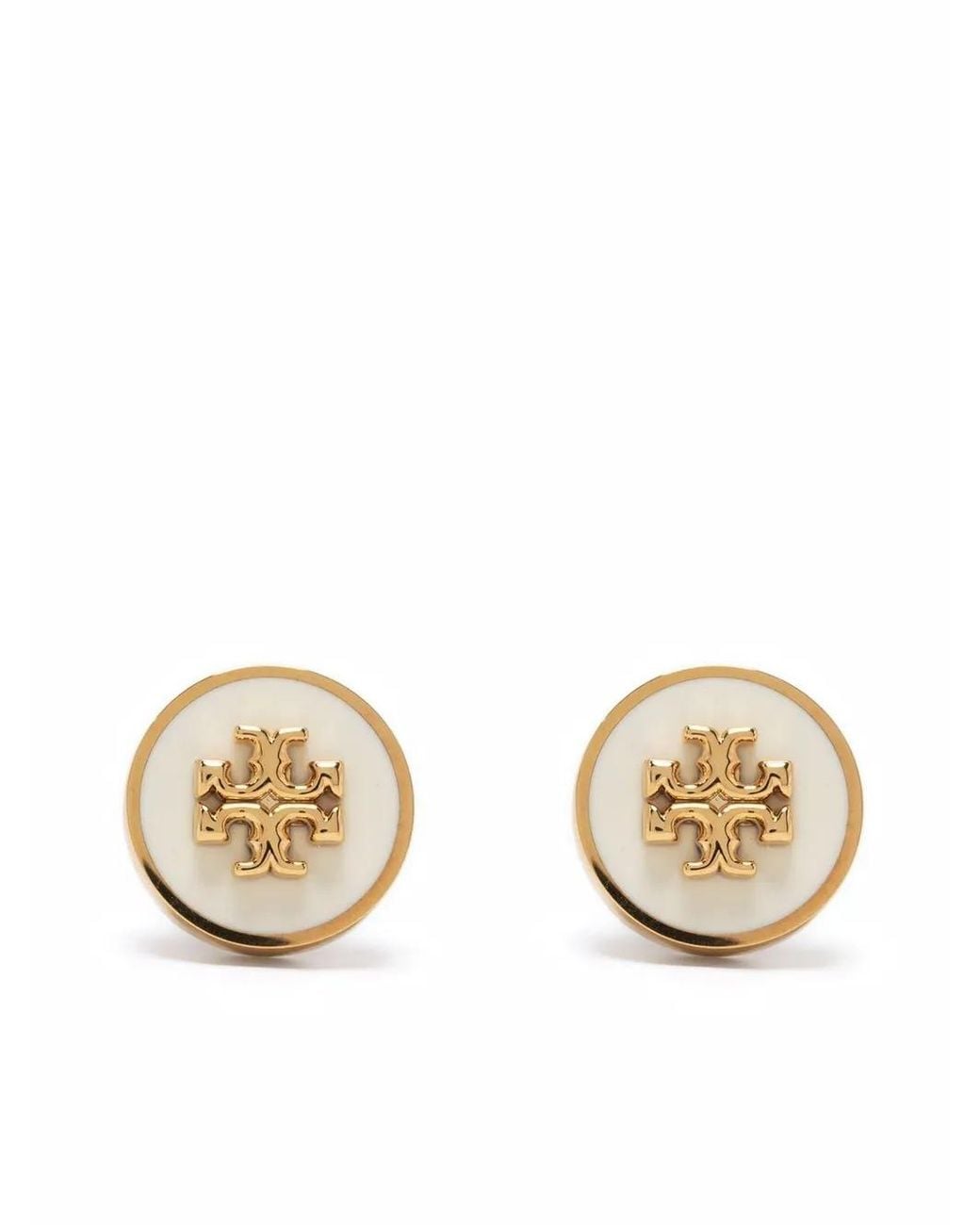 Tory Burch Metallic Stud Earrings Double T