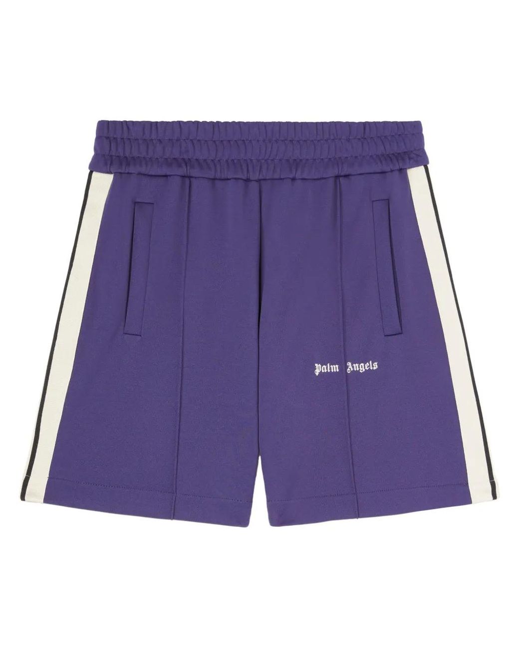 Palm Angels Purple Logo-Print Track Shorts for men