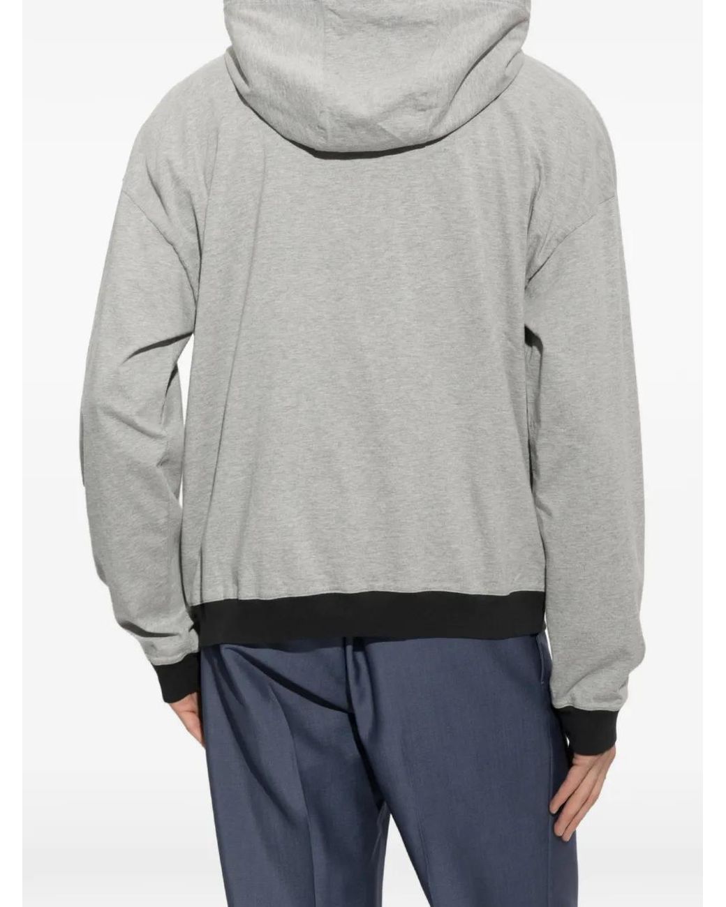 Versace Gray Printed Cotton-Jersey Hoodie for men