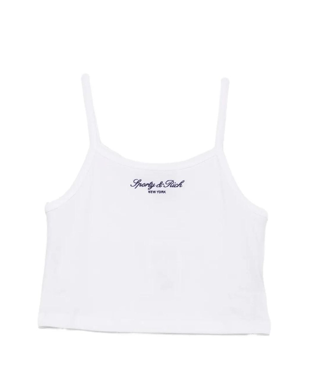 Sporty & Rich White Paola Logo-Embroidered Crop Top