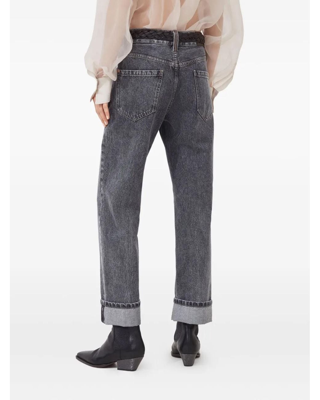 Brunello Cucinelli Gray Five-Pocket Cuffed Jeans