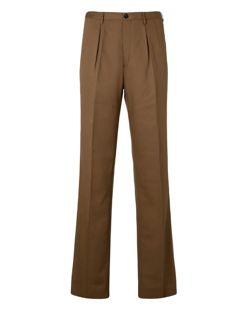 Slowear Brown Pleated Cotton-Blend Trousers for men