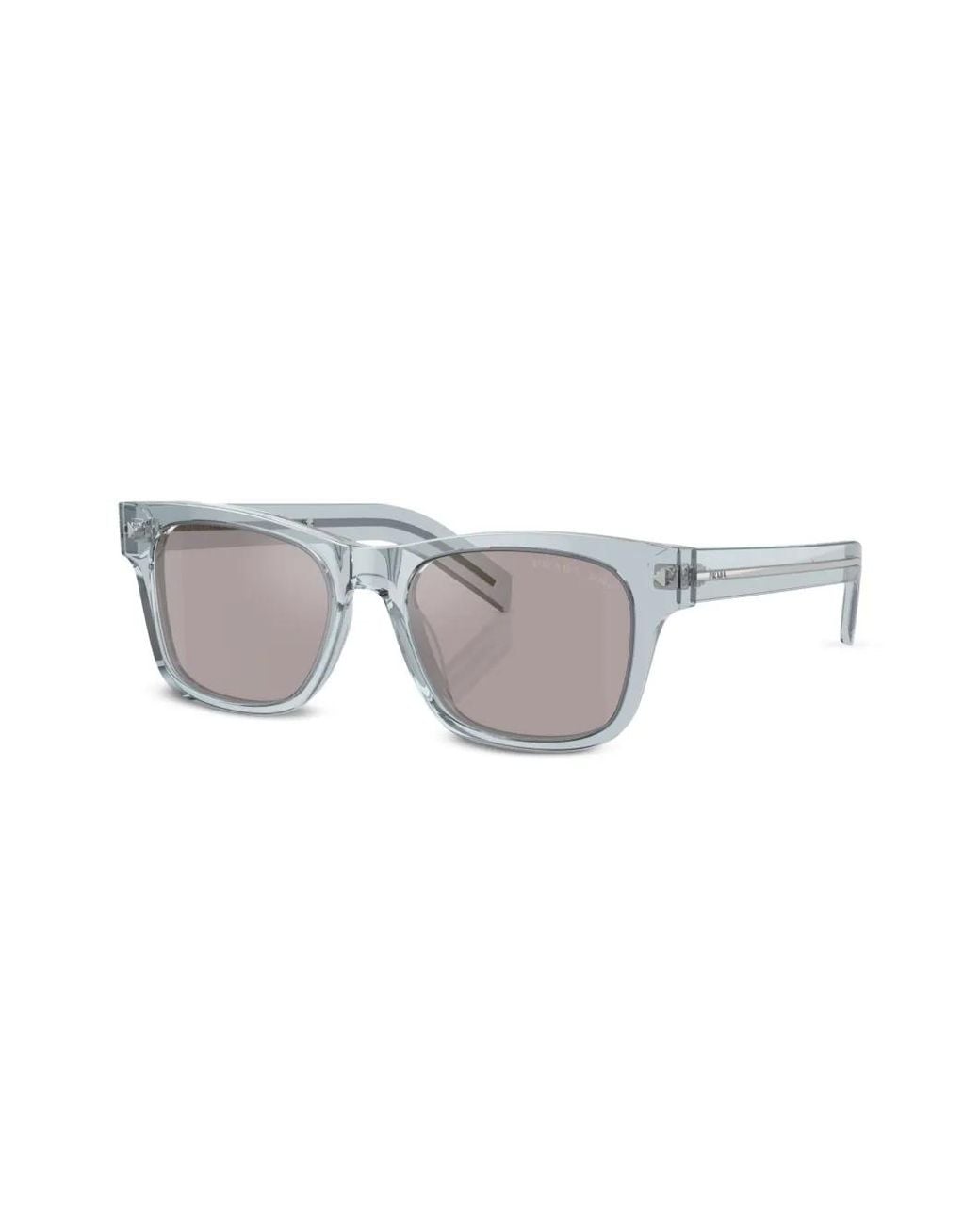 Prada Gray Logo-Engraved Square-Frame Sunglasses for men