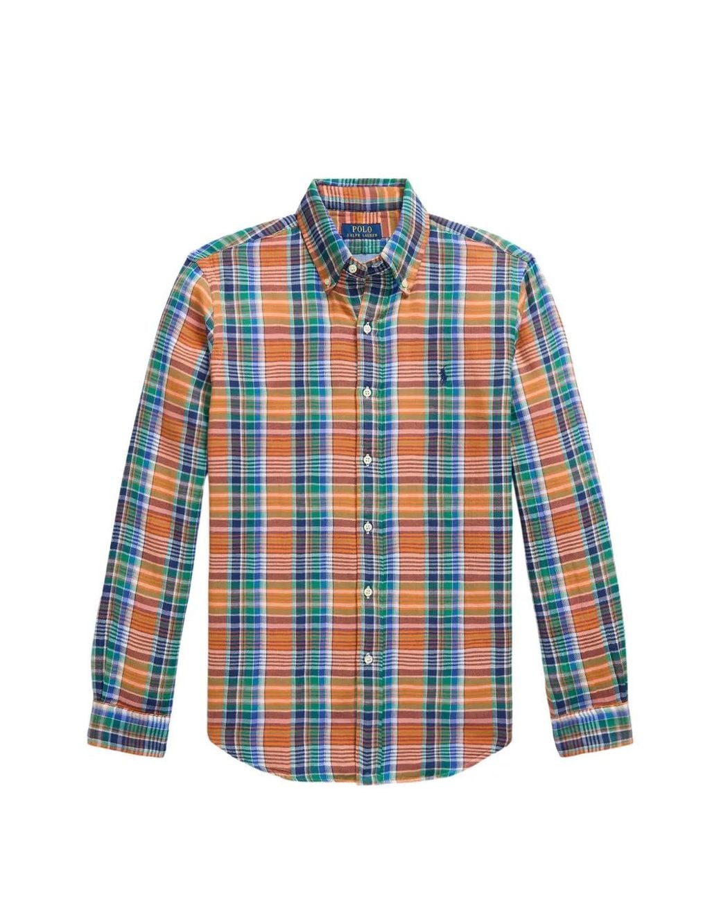 Polo Ralph Lauren Blue Custom Fit Plaid Double-Faced Shirt for men