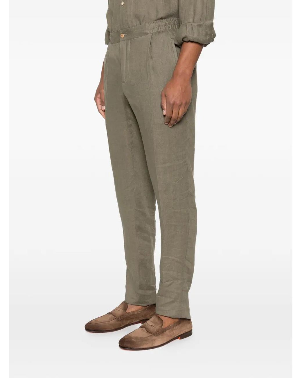 Kiton Natural Pleated Trousers for men