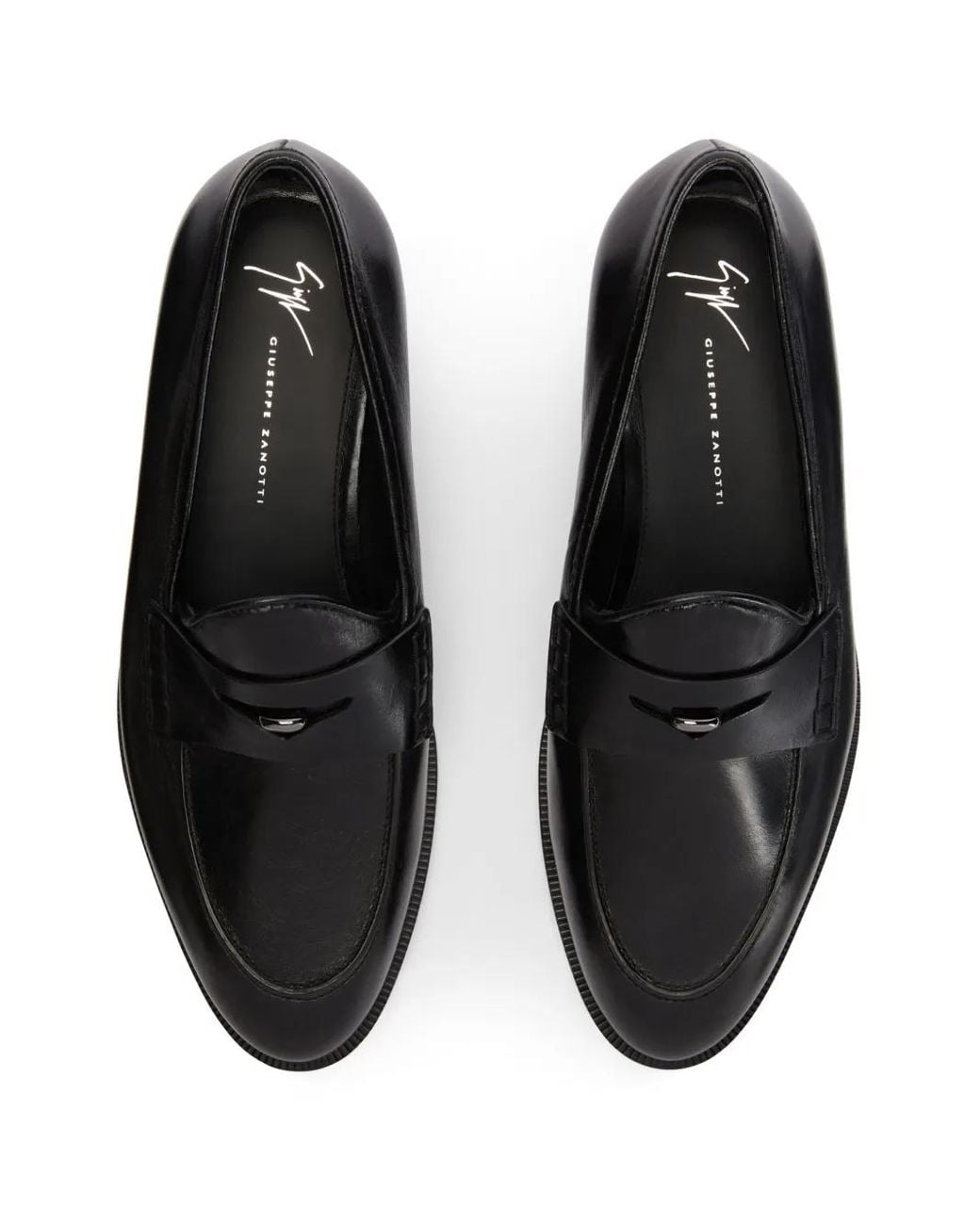 Giuseppe Zanotti Black Archiel Penny-Slot Leather Loafers for men