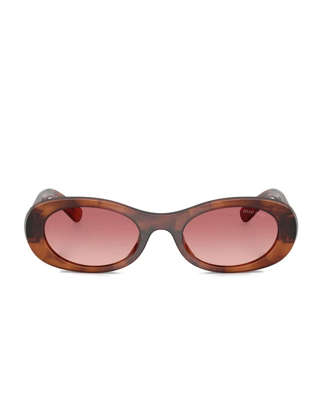 Miu Miu Pink Tortoiseshell-Pattern Oval-Frame Sunglasses