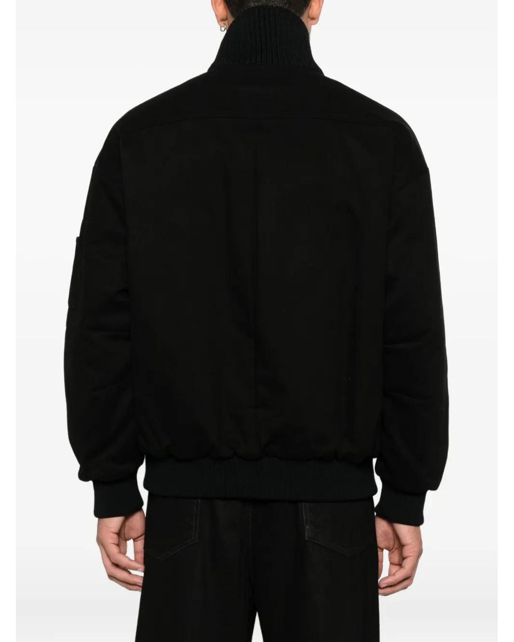 Patrizia Pepe Black Ribbed-Knit Jacket for men