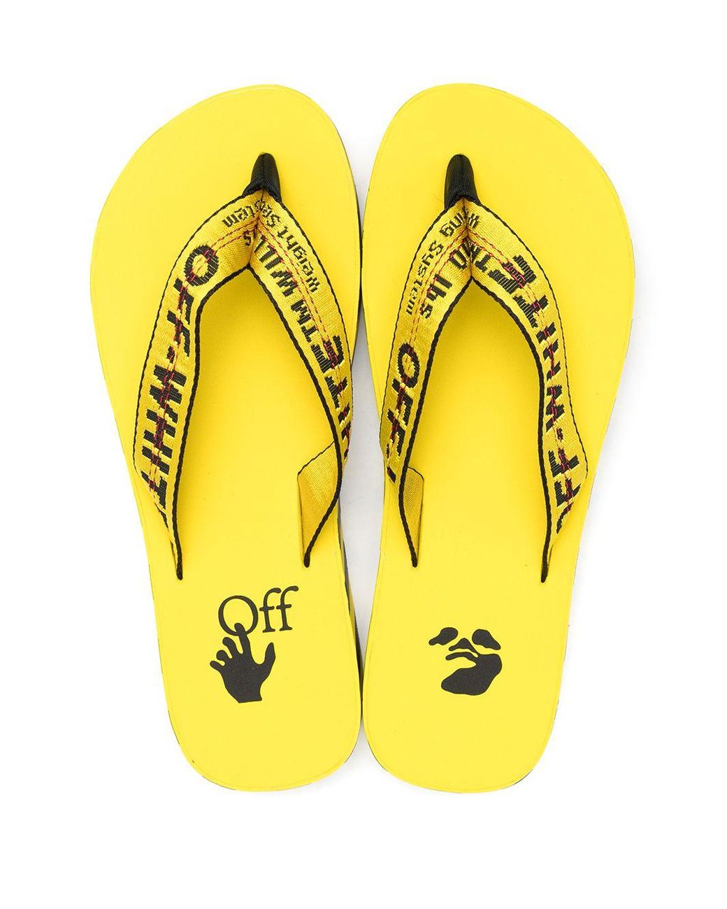 off white yellow flip flops