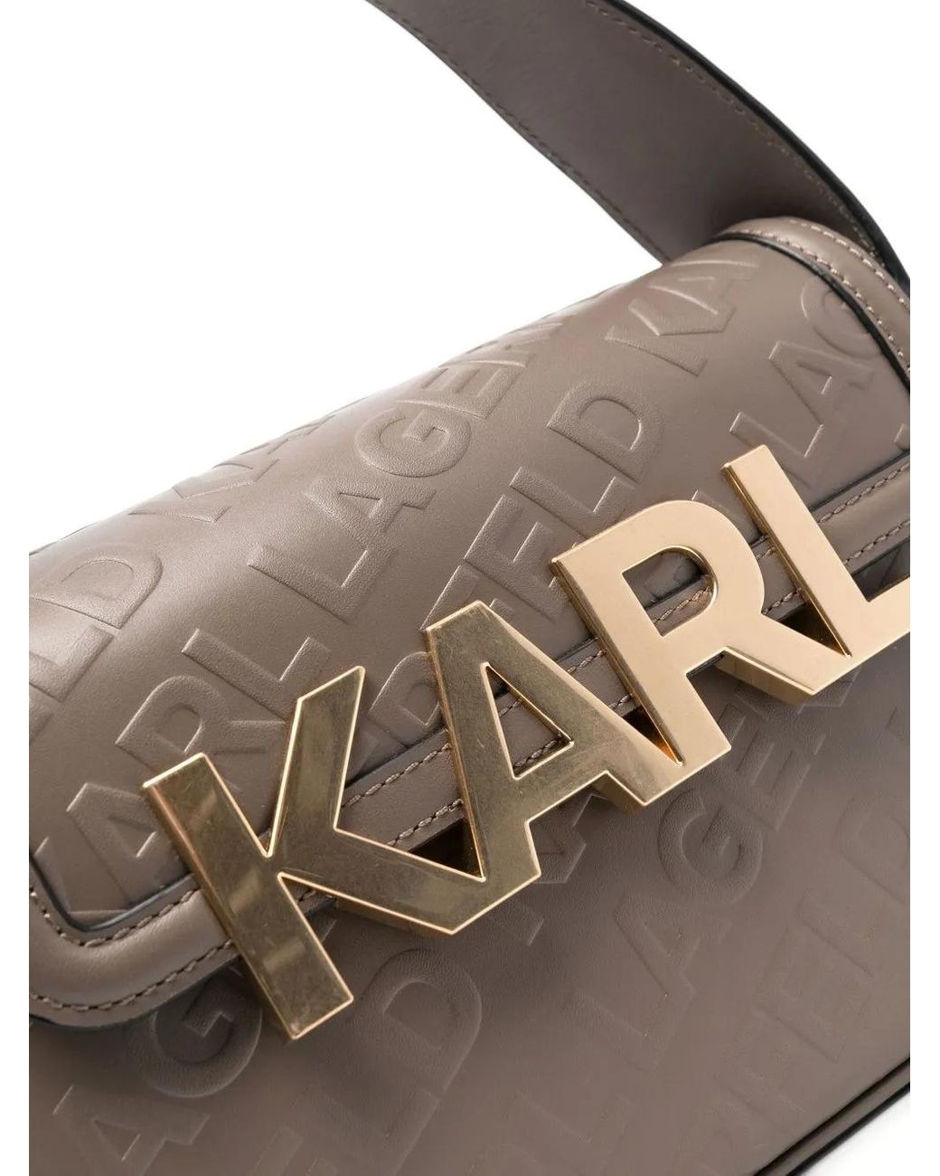 Karl Lagerfeld White Logo-Embossed Leather Tote Bag