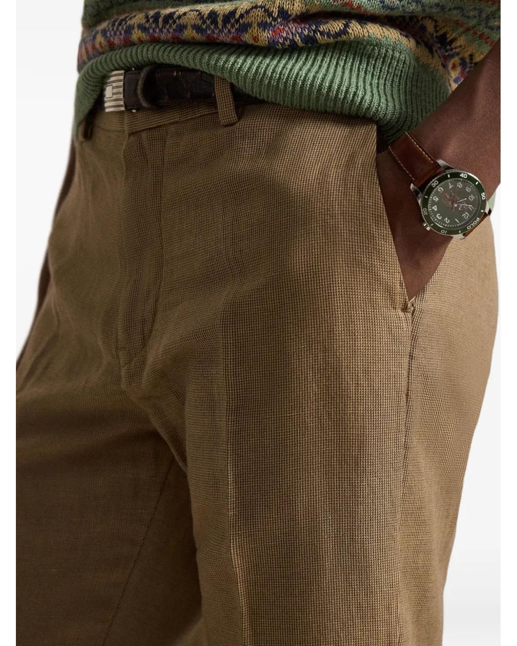 Polo Ralph Lauren Natural Pantalon Chino Manhasset À Motif Pied-De-Poule for men