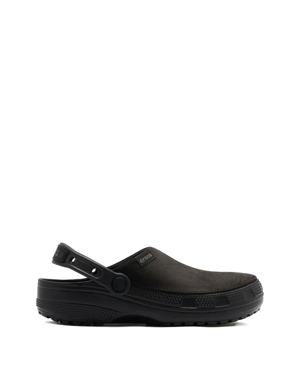 CROCSTM Black Logo Patch Slippers
