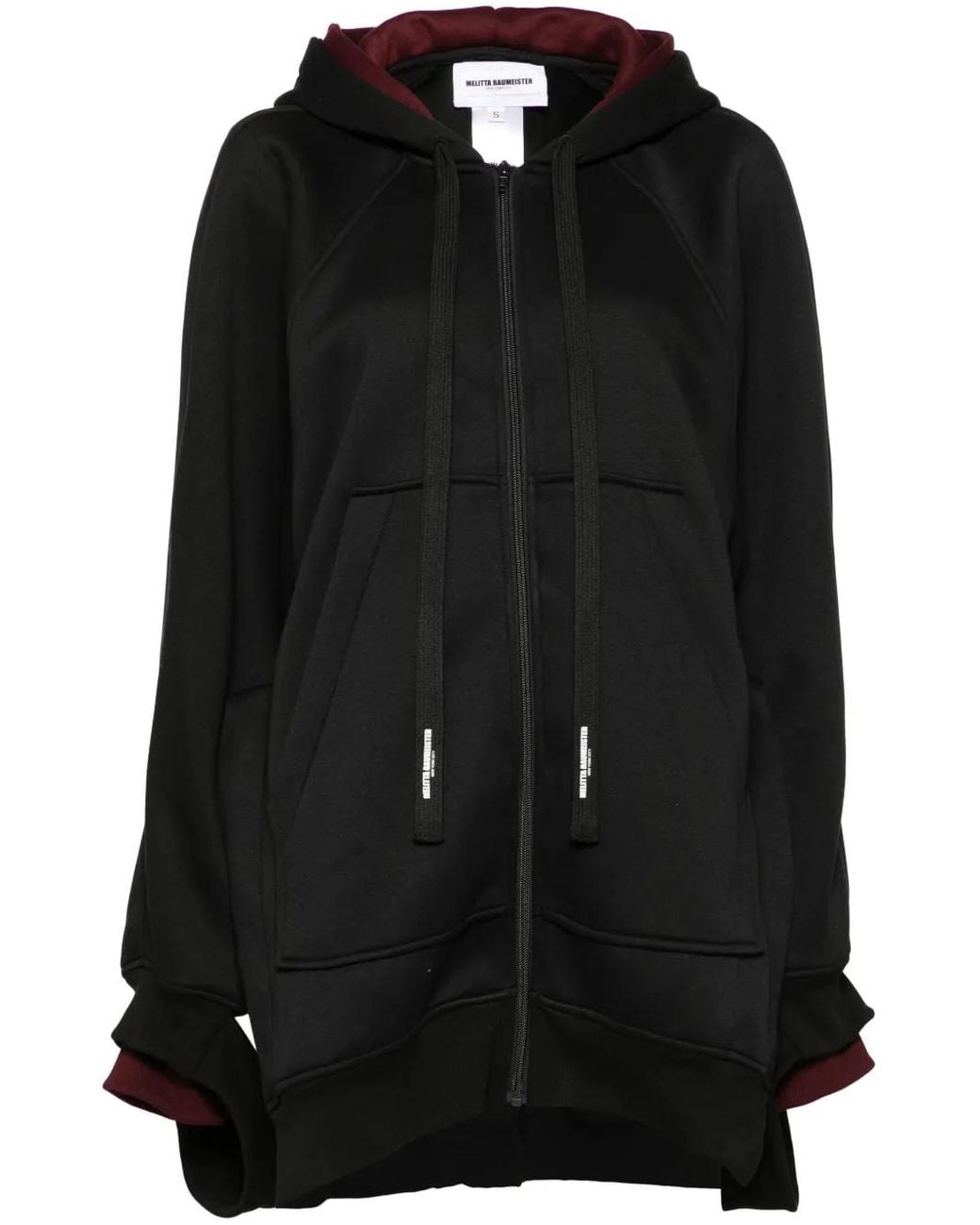 Melitta Baumeister Black Longline Zip-Up Hoodie
